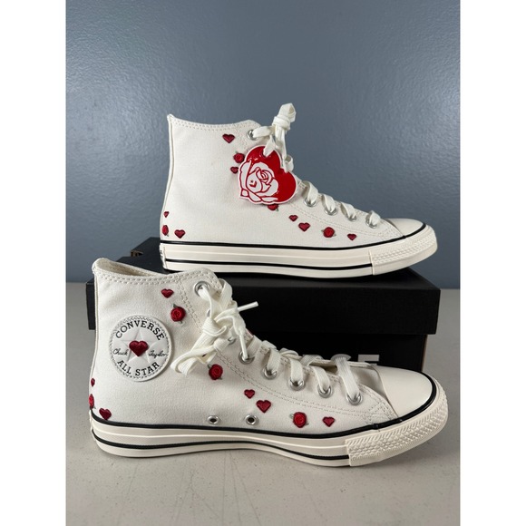 Converse Shoes - Converse Chuck Taylor All Star Hi Roses Hearts Vintage White A13650C Womens 10